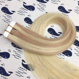 HIKYUU 18inch 40g/20pcs Invisible Seamless Skin Weft Tape in Balayage Hair Extensions Human Hair Nordic Honey Blonde Ombre to Blonde Highlights with Blonde