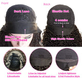 Curly Headband Wig Human Hair Headband Wigs Glueless None Lace Front Afro Wig Kinky Curly Brazilian Human Hair Wigs for Black Women Wear and Go Wigs Head Scarf Half Wig (22 Inch)