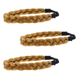 3 Hair Braid Headwraps Medium Plaited Braided Elastic Headband (Blonde)