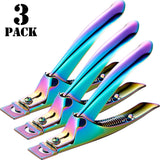 3 Pieces False Nail Clipper Acrylic Nail Tips Cutter Rustproof Stainless Steel Nails Clipper Kit Nail Catcher Trimmer Manicure Tool for Artificial Gel Acrylic Nail (Rainbow Color)