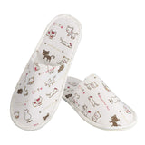 6 Pairs Cute Disposable Slippers, Cotton Cloth Closed Toe Slippers for Women and Men, Breathable Non-Slip Slippers for Guests, Travel, Cats