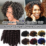 SEGO 6 Inch Jamaican Bounce Crochet Hair Jumpy Wand Curl Short Curly Jamaican Crochet Braids Synthetic Crochet Braiding Hair Extensions Twist Braid Hair #99J Dark Wine Red 6 Bundle