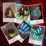 Vrenmol Glow in the Dark Gel Nail Polish Neon Shellac Nail Gel polish Soak Off UV Glow Effect Nail Polish Fluorescent Bright Colors Lacquer Nail Art-6 PCS 8 ML