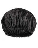 YANIBEST Shower Cap for Women - Hair Satin Bonnet Shower Cap for Men Waterproof Extra Large Double Layer Reusable Adjustable for Braids Long Hair (Large,Black)