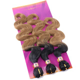 Two Tone Ombre Body Wave Synthetic Hair Extensions 16 18 20 Inches 3 Bundles Color T1/27 Fiber Weave (T1/27#)