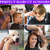 Hair Cutting Scissors Kits, 7 Pcs Stainless Steel Hairdressing Shears Set Professional Thinning Scissors For Barber/Salon/Home/Men/Women/Kids/Adults Shear Sets,silver