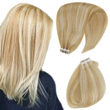 Hetto Blonde Tape in Hair Extensions for White Women 20 Inch Tape in Real Human Hair Extensions #14 Blonde Highlights with #613 Seamless Tape in Extensions Thick 50G/20Pcs