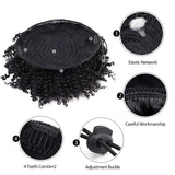 2Pcs Afro Puff Drawstring Ponytail Short Kinky Curly Fluffy Afro Bun Wrap-Wig Around with 2 Clips Ombre Color Hair Puff Synthetic Hairpiece for black women(Black)