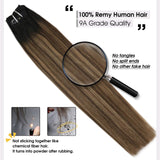 Moresoo 14 Inch Real Hair Extensions Clip in Human Hair Balayage Color Off Black #1B Fading to Brown #4 Mixed with Brown Remy Brazilian Hair Natural Hair Clip in Extensions 5pcs 70g