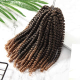 Spring Twist Crochet Hair 8 Inches Bomb Twist Curly Crochet Hair For Black Women Nubian Twist Braiding Hair Extension Fluffy Twist Crochet Hair Braids Ombre Natural Black to Dark Blonde 5 Pack 500g
