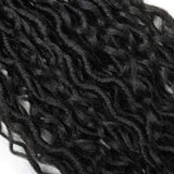 6Packs Aipin New Goddess Locs Crochet Hair 18 Inch River Locs Boho Hippie Locs Wavy Crochet With Curly Hair In Middle And Ends Braids Hair Extensions (6Packs,18 inch, 1B)