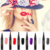 6 Pieces Nail Polish Pen 5 ml One Step Nail Gel Pen 3 in 1 Soak Off UV LED Nail Varnish Nail Art Tools, No Base and Top Coat Needed for Women Girls (Rose Gold, Red, Black, Purple, White, Gray)
