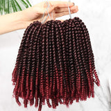 Spring Twist Crochet Hair 8 Inches Bomb Twist Curly Crochet Hair For Black Women Nubian Twist Braiding Hair Extension Fluffy Twist Crochet Hair Braids Ombre Color Natural Black to Burgundy 4 Pack 400g