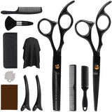 DigHealth 12 Pcs Hair Cutting Scissors Kit, Professional Hairdressing Scissors Kit with Stainless Steel Thinning Scissors, Comb, Cape and Clips, Hair Cutting Shears Set for Baber, Salon and Home