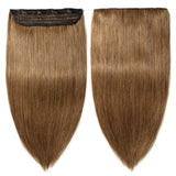 Clip in Remy Human Hair Extensions One Piece 5 clips 100% Remy Human Hair Straight Soft Extensions 3/4 FULL HEAD-Thicker(22"-100g,#06 Light Brown)