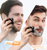 Electric Shavers for Men, Kibiy 5 in 1 Bald Head Shaver with LED Display Wet Dry Rotary Shavers Multifunctional Electric Razor with Clipper, Nose Trimmer, Facial Brushes - Micro USB Charge