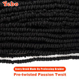 7 Packs Pre-twisted Passion Twist Braiding Hair Extensions YEBO Pre Looped Crochet Braids 20 Strands Small Passion Twist(18inch 1B)