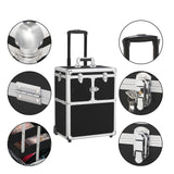 Yaheetech 19’’ Aluminum Trolley Makeup Case Rolling Beauty Cosmetic Lock Box w/Hand Black