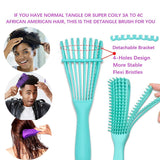 Ez Detangling Brush for Curly Hair Knots Detangler Hair Textured 3a to 4c Kinky Wavy Wet Thick Long Dry Black Natural Hair, Easy to Clean 2 Pack