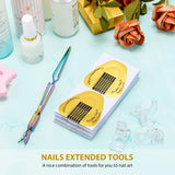 Nail Art Pincher Cuticle Pusher False Nail Shaping Tweezers with 10 Pieces Nail Tips Clips and 100 Pieces Horseshoe-shaped Nail Extension Tips Polygel Acrylic Nail Form Guide Stickers for Nail Art