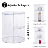 360 Degree Rotating Makeup Cosmetic Organizer with 1 FREE Makeup Brush for Christmas Gifts, Adjustable Bathroom Makeup Carousel Spinning Holder Storage Stand, Organizador de maquillaje (Clear)