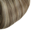 Sunny Clip in Hair Extensions Human Hair 14 Inch Double Weft Clip in Extensions Light Brown Highlights Blonde Hair Extensions Clip in Human Hair 7pcs 120g