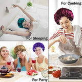Duufin 5 Pcs Satin Bonnets Large Sleeping Cap Women Bonnets Big Brim Silk Hair Bonnet for Sleeping Curly Hair
