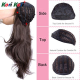 24" Long Straight Wavy Clip in Half Head Tied Wig Blonde Synthetic Hair Extensions For Women 210g 8-22#