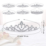 6 Pieces Girls Crystal Tiara Heart Rhinestone Tiara Crown Princess Crystal Headband for Kids Wedding Prom Birthday Party