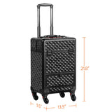 Yaheetech Black Makeup Case Rolling Train Case Lockable Cosmetic Trolley Spinner Wheels with Sliding Drawer