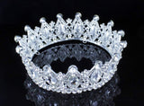 Stunning Mid-size Full Round Crown White Clear Austrian Crystal Rhinestone Beauty Queen Princess Hair Tiara Jewelry Silver Parade Costume Headband Veil Headpiece Prom Pageant Bridal T1927