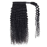 Bex Magic Paste Remy Ponytail Hair Clip in Brazilian Human Hair Extension 3C Virgin Hair Afro Kinky Curly Human Hair Wrap Around Ponytail Hairpiece 16 inch Curly Magic Paste