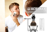 Shaving Brush Set for Men, 5pcs ACRIMAX Badger Shave Brush with Travel Tube, Chrome Shaving Razor Brush Stand and Stainless Steel Double Layers Soap Bowl, Shaving Gifts Set for Men Wet Shave