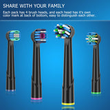 Black Replacement Brush Heads Compatible with Oral B Braun Electric Toothbrush Handles, Pack of 16 from ITECHNIK