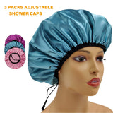 UWEIVV 1 Packs Adjustable Shower Caps Plus Size Shower Caps for Women Silky Satin Double Layers Bathing Shower Hat Hair Protection EVA Shower Caps Reusable Waterproof PURPLE DESIGN
