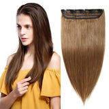 Clip in Remy Human Hair Extensions One Piece 5 clips 100% Remy Human Hair Straight Soft Extensions 3/4 FULL HEAD-Thicker(22