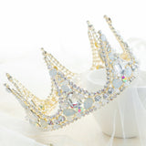 Yean Wedding Round Crown and Tiara Rhinestones Headband for Women and Girls (Silver)
