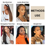 8 packs Black Braiding Hair Pre Stretched Ez Braiding Hair Easy Braid Soft Yaki Texture Synthetic Braiding Hair for Box Braids Hair Not Itchy Hot Water Setting Braids Hair for Senegalese Twist Hair