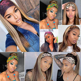 DH Roll over image to zoom in HeadBand Wig Highlight #4/27 Colored Straight Human Hair Wigs for Black Women Glueless None Lace Front Wigs With Headband Attached Ice Silk Headband Half Wig For Beginners 150% Density (20inch)