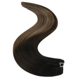 YoungSee Balayage Weft Hair Extensions 14inch Natural Black to Ash Blonde with Dark Brown Hair Extensions Balayage Hair Extensions Weft Hair Black Weft Hair Extensions 100grams