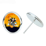 Mickey & Minnie Halloween (Silver, Stud Earrings)