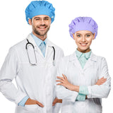 SATINIOR 7 Pieces Bouffant Hats with Buttons Headwrap Caps with Sweatband Multicolor Elastic Hair Covers for Men Women