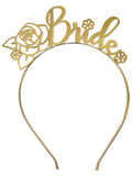 Bridal Tiara - Gold Bride Wedding Headband Tiara - Bridal Shower, Bachelorette Party, Floral Bride Tiara Headband HdBd(FloralBrd) GLD