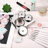 10 Pieces Acrylic Powder Holder, Includes 3 Pieces Stainless Steel Acrylic Liquid Cup Holder Nail Powder Container with Lid and 7 Pieces Nail Art Brushes Cosmetic Makeup Tools for DIY Nail Art