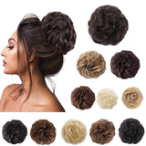 2PCS Messy Bun Hair Scrunchies for Women's Hair Messy Bun Hair Piece Synthetic Chignon Bun Extensions (Dark Brown)