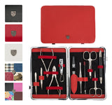 3 Swords Germany - brand quality 11 piece manicure pedicure grooming kit set for professional finger & toe nail care scissors clipper genuine leather case in gift box, Made in Solingen Germany (03669)
