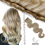 Runature Body Wave Weave Bundle 16 Inch Color 12P60 Light Golden Brown Mix Platinum Blonde Double Weft Hair Human Extensions 100g Sew in Extensions