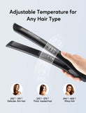 KIPOZI Ceramic Hair Straightener Flat Iron for Hair with Ergonomic Handle, Ionic 2 in 1 Curler and Straightener Dual Voltage Travel Size LED Display, 1 Inch Black