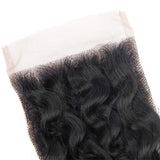 Misoun Hair Free Part Lace Closure 4x4 Deep Wave Brazilian Virgin Human Hair 130% Density Lace Closure Natural Color Hair(14 Inch, 35g)