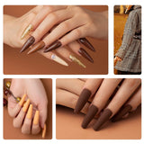 Beetles Gel Nail Polish Set - Roasted Chestnuts Collection 6 Colors Fall Winter Chocolate Brown Gel Polish Kit with Nail Art Liner Brushes